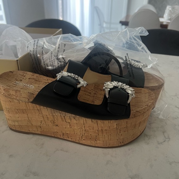 Michael Kors Platform Slides with Rhinestone detail - Picture 5 of 8